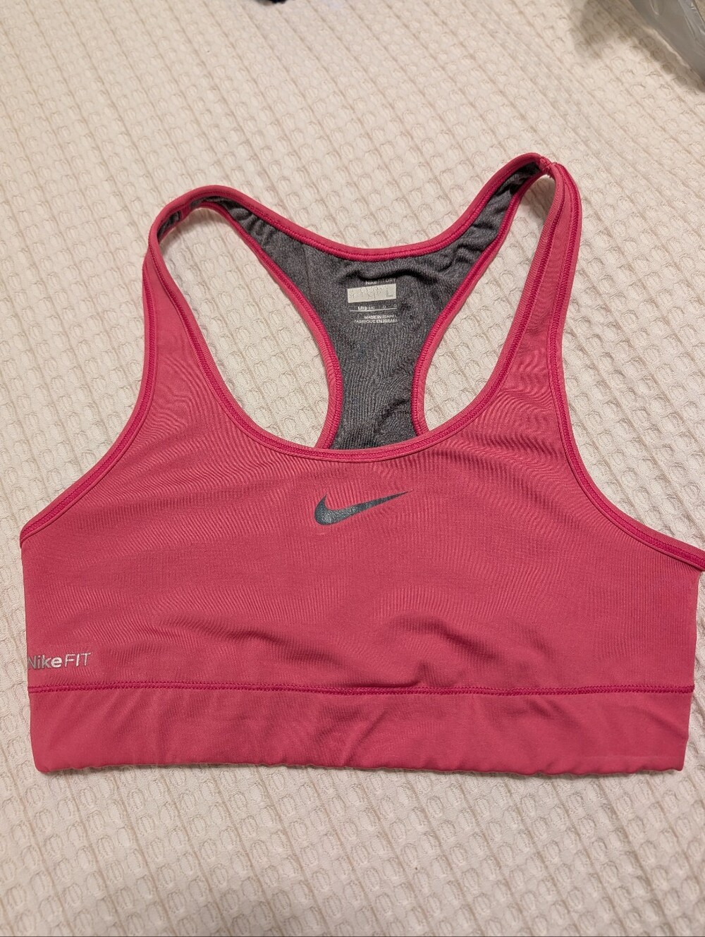 Nike Pink Racerback Sports Bra with Gray Swoosh